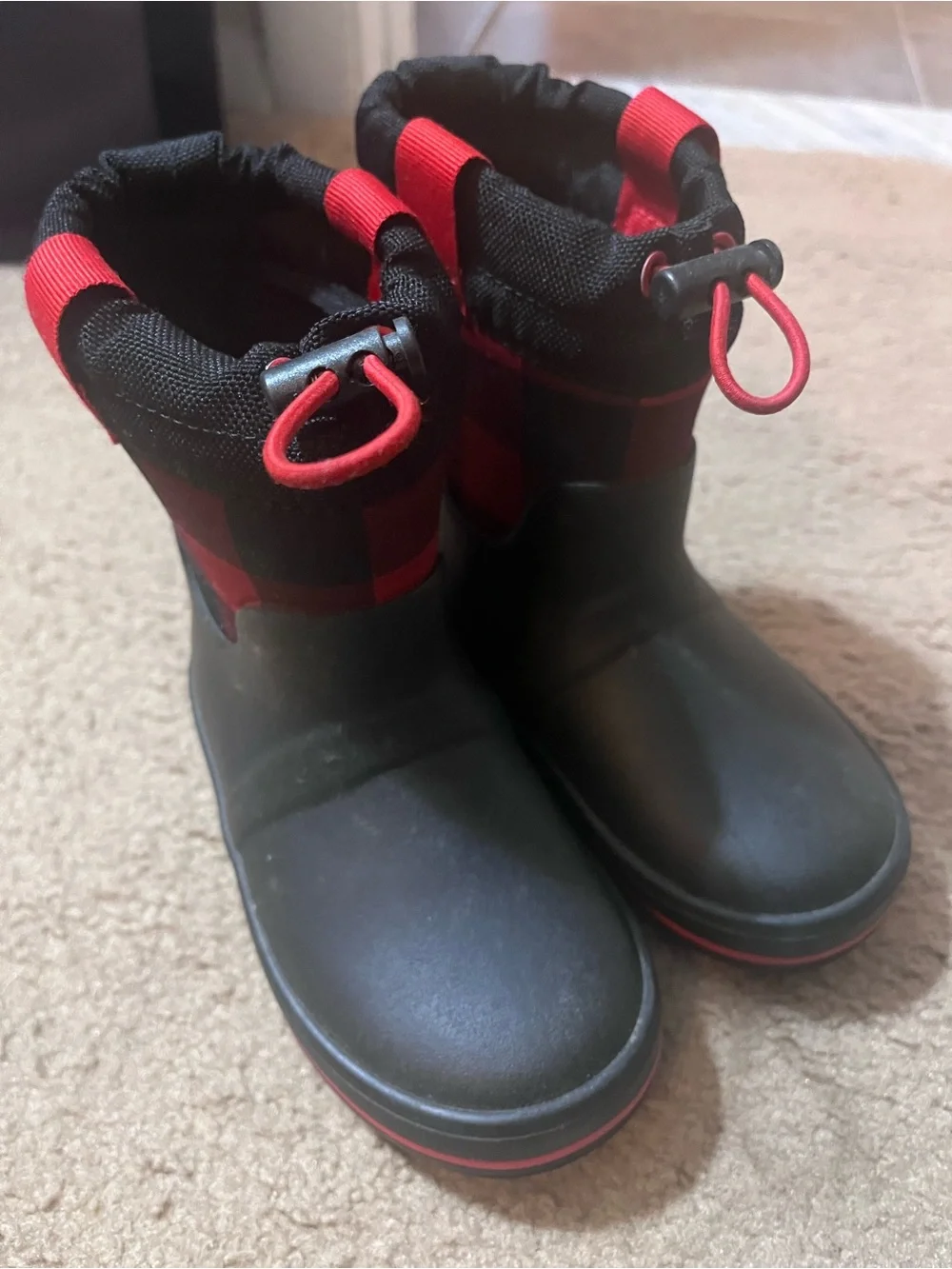 Kids Black and Red Waterproof Rain Boots - Cat and Jack